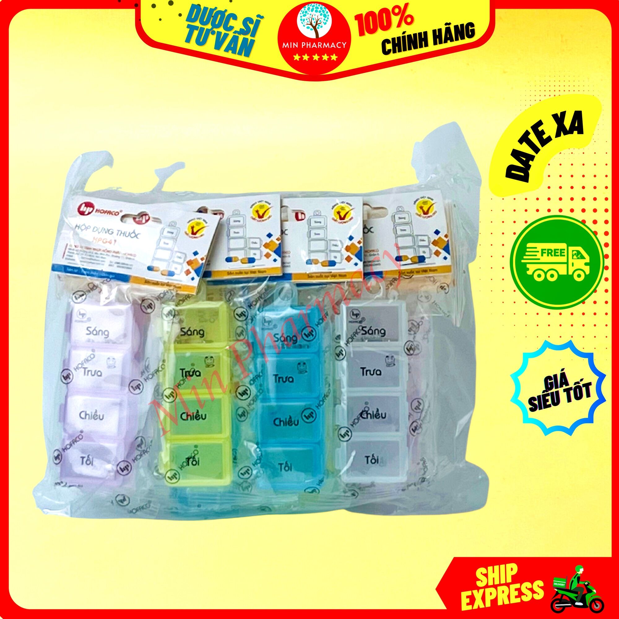 Hộp chia liều thuốc Hofaco theo buổi sáng trưa chiều tối - Minpharmacy