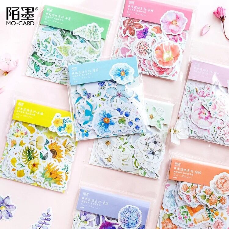 Set sticker hoa theo màu Mo•card 45pcs