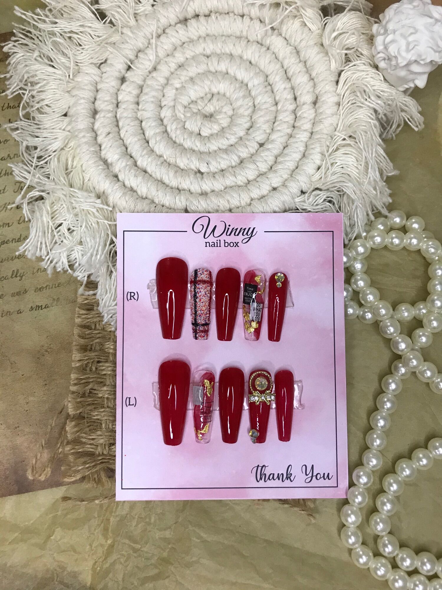 Nailbox móng up móng giả đỏ Tết
