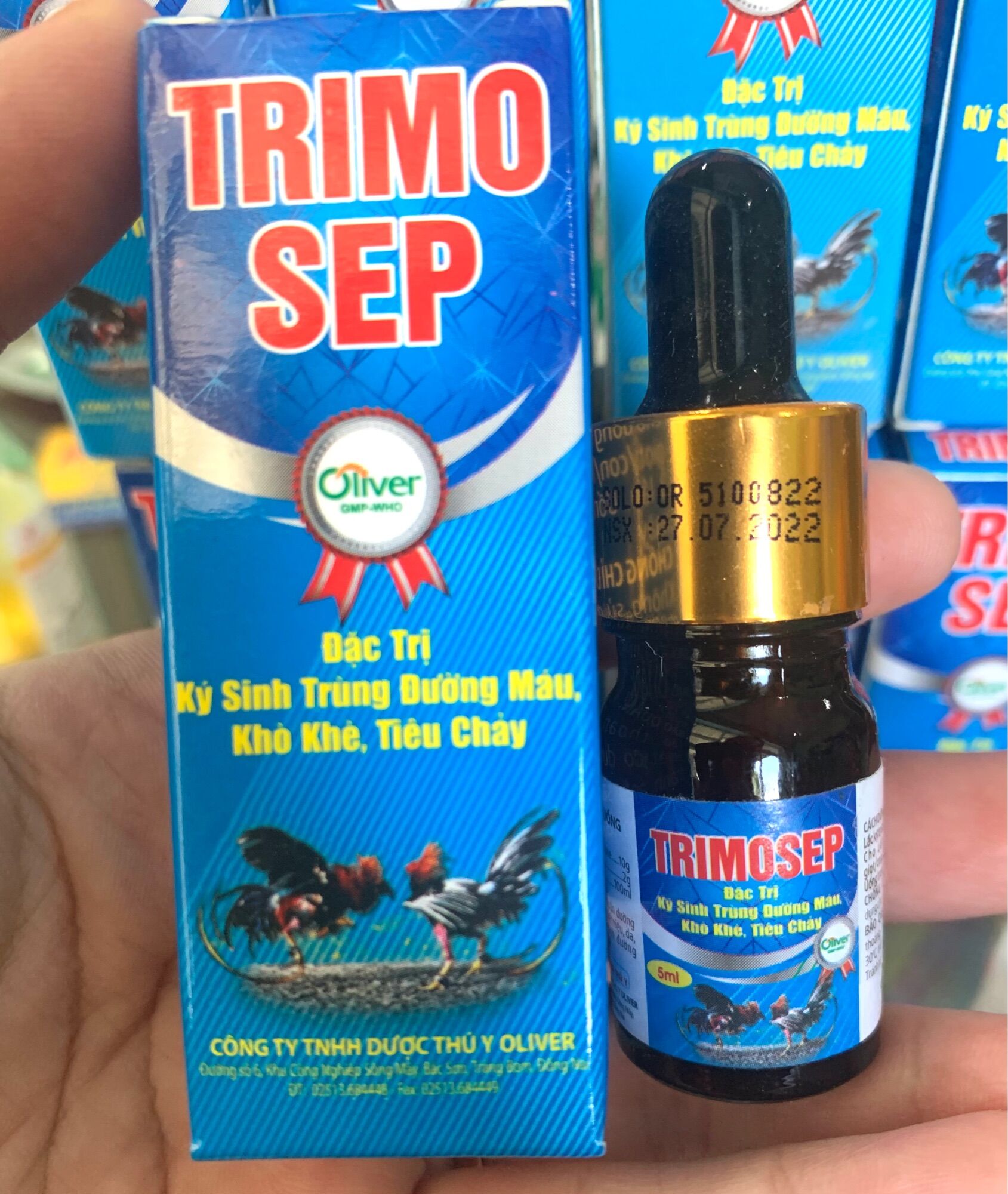 1 Chai Trimosep kí sunh trùng máu, đầu đen, chuyên dùng cho gà đá.