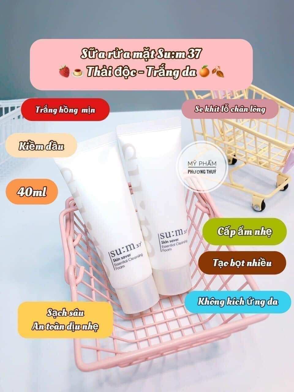 Sữa rửa mặt sum 37 skin saver essential cleansing foam 40ml