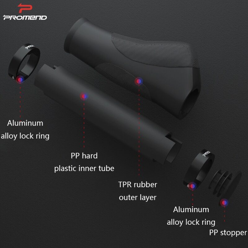 Tay Nắm Xe Đạp MTB Promend Bằng Cao Su Míc Nhôm Chống Trượt