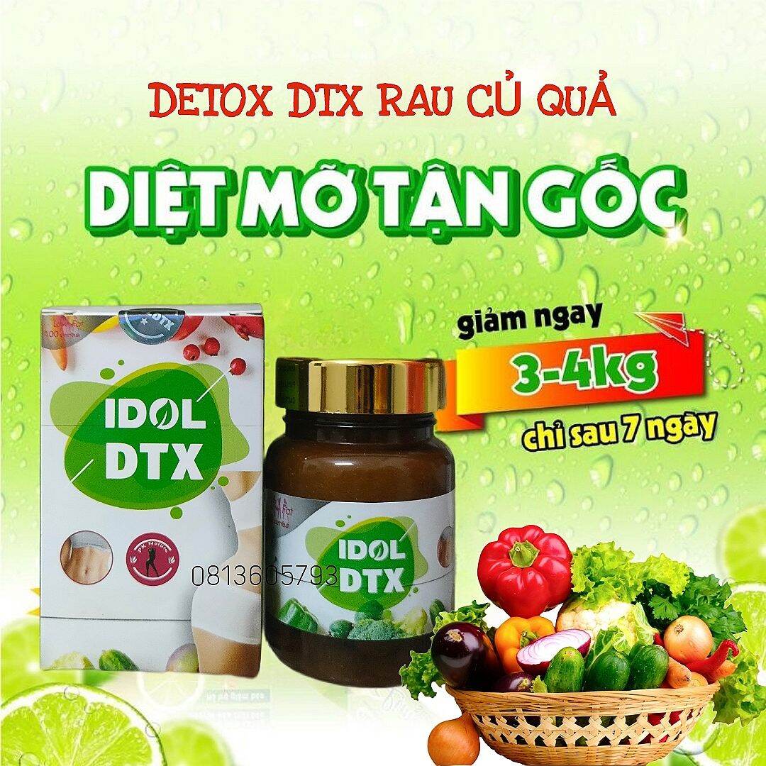 Detox Khử Mỡ Bụng DETOX DTX Rau Củ Quả hỗ trợ giảm cân thanh lọc cơ thể (Hộp 60 viên)