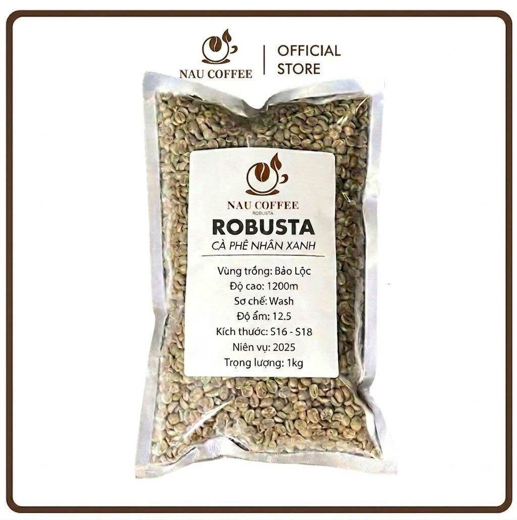 Cà Phê Nhân Xanh Robusta sơ chế Natural S16 - S18 cà phê nhân sống chưa rang 1kg - Nau Coffee