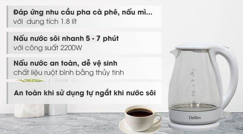 Ấm siêu tốc Delites 1.8 lít ST18G02

- hàng trưng bày