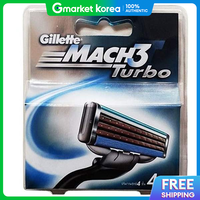 Gillette | Vỉ 4 lưỡi dao cạo Gillette Mach3 Turbo, 1 vỉ, râu cho nam, Gillette, lưỡi,
