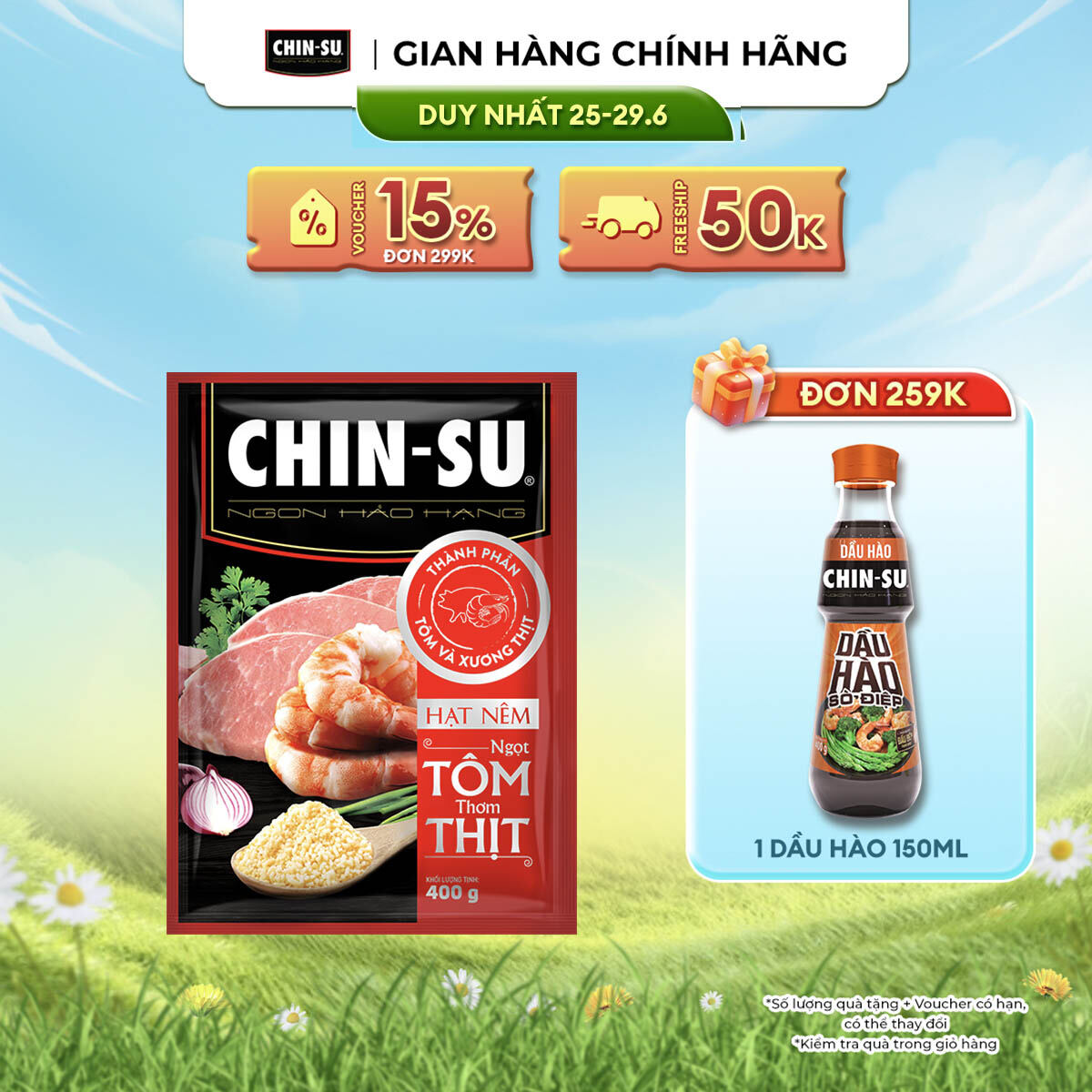 [DUY NHẤT 25-29.06 VOUCHER 18% ĐƠN 249K] (Chọn Loại) Hạt Nêm CHIN-SU Ngọt Tôm Thơm Thịt