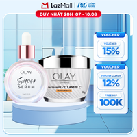 Combo 2 SUPER SERUM OLAY SỨC MẠNH TỪ 5 DƯỠNG CHẤT TRONG 1 - Chai 30ML Và Kem Dưỡng Ẩm OLAY LUMINOUS NIACINAMIDE + VITAMIN C 50G