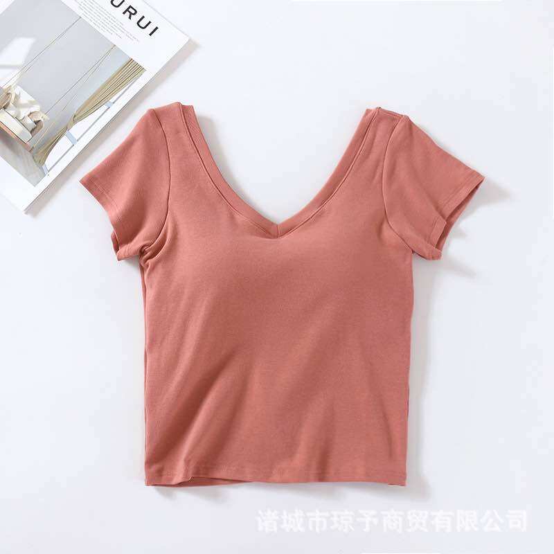 Áo thun nữ cổ v , áo thun nữ có mút ngực
