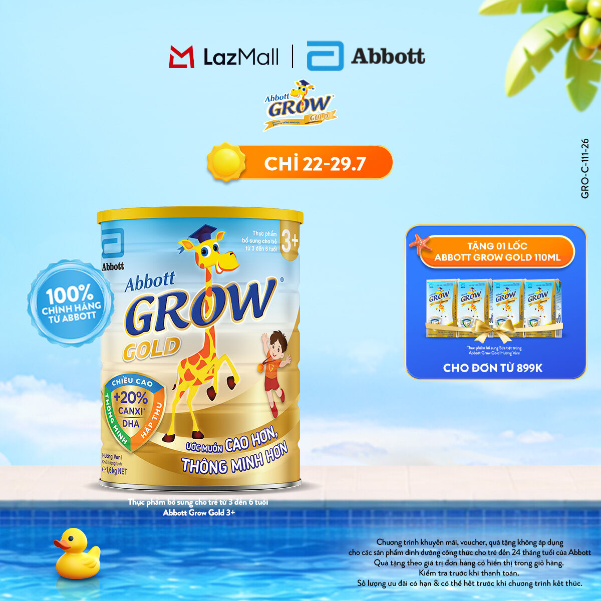 Sữa Bột Abbott Grow Gold 3+ Hương Vani 1.6kg