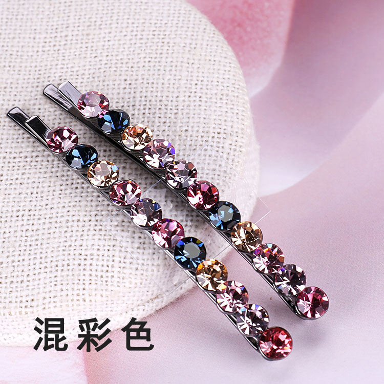 Kẹp đôi chữ nhất đơn giản màu đen đính đá hàn quốc, trang sức tóc tiên nữ pha lê, kẹp tóc mái, kẹp tóc mái cho mẹ, kẹp tóc mái