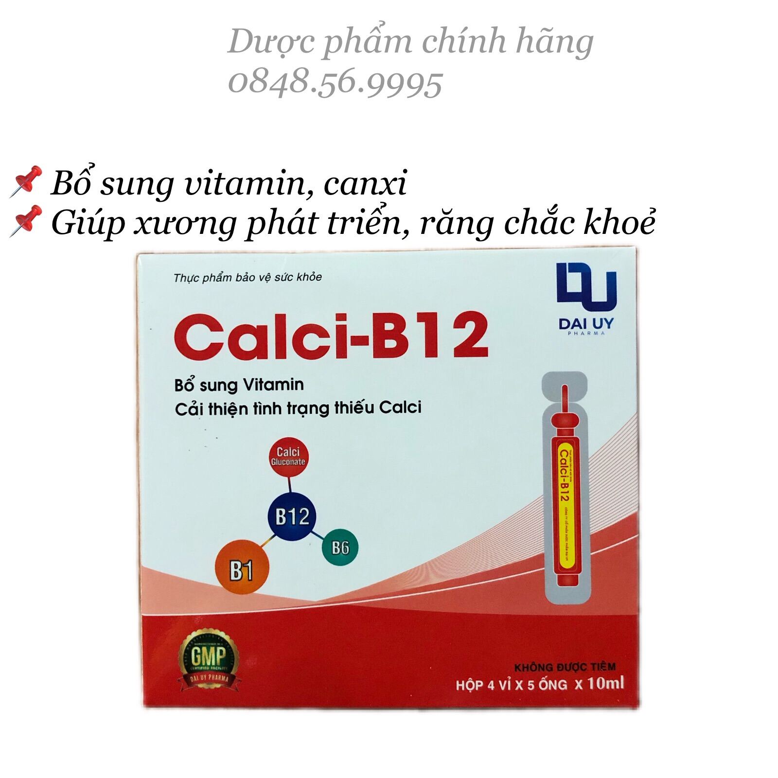 Calci B12 hộp 20 ống - Bổ sung vitamin, canxi B12