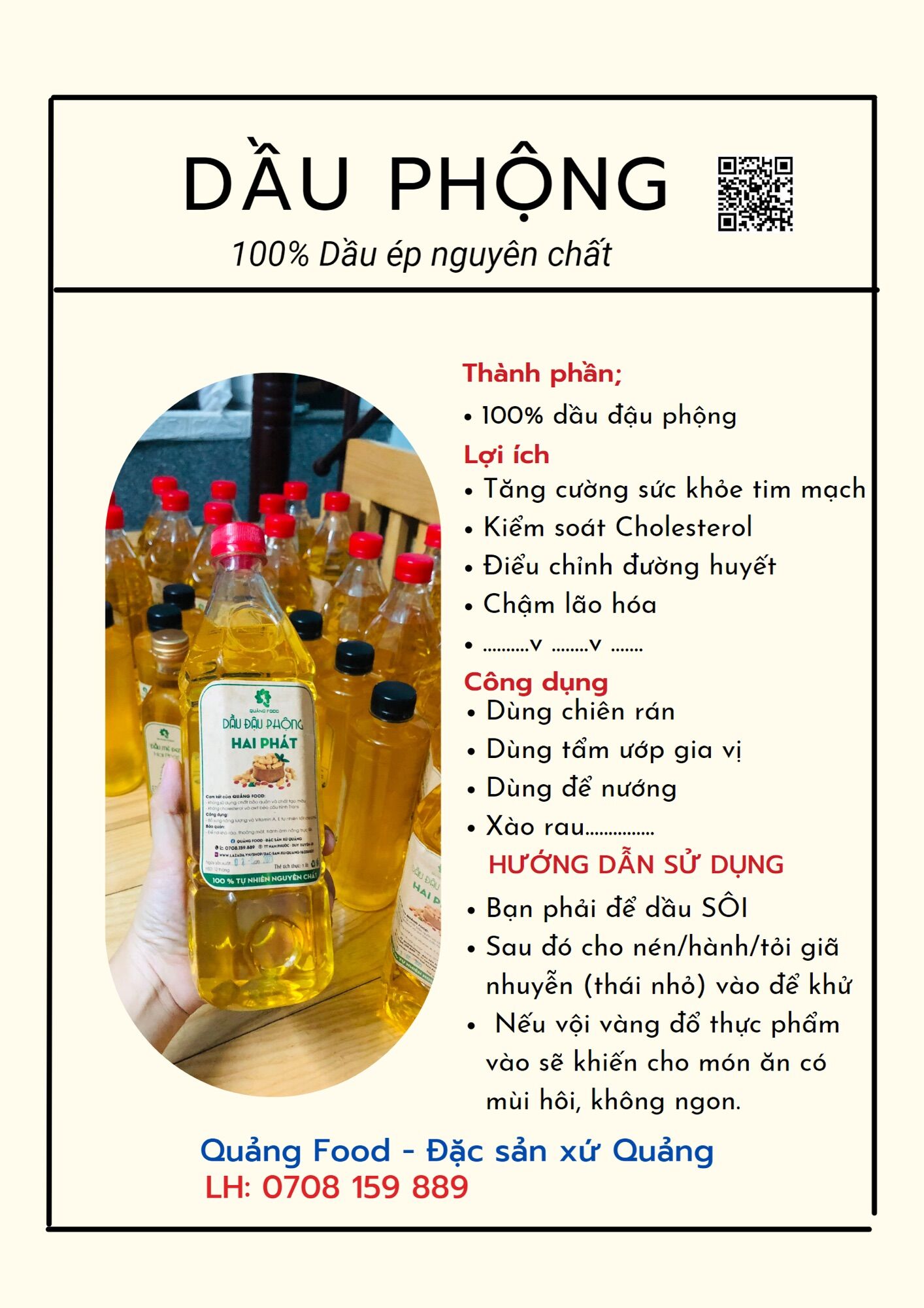 2 Lít Dầu đậu phộng ép nguyên chất thủ công Quảng Nam