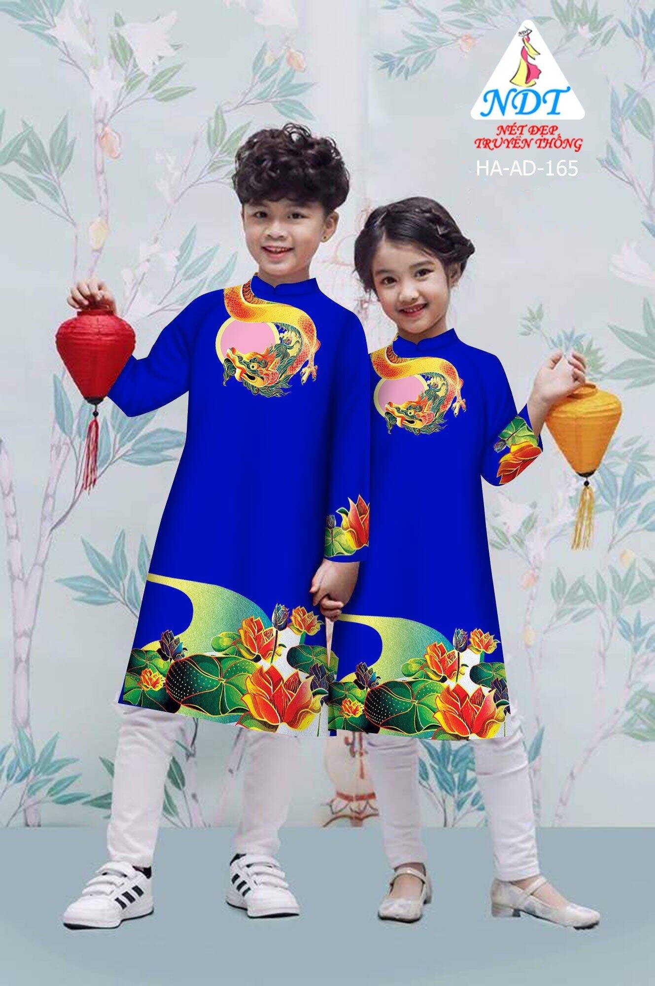 áo dài cách tân rồng hoa sen