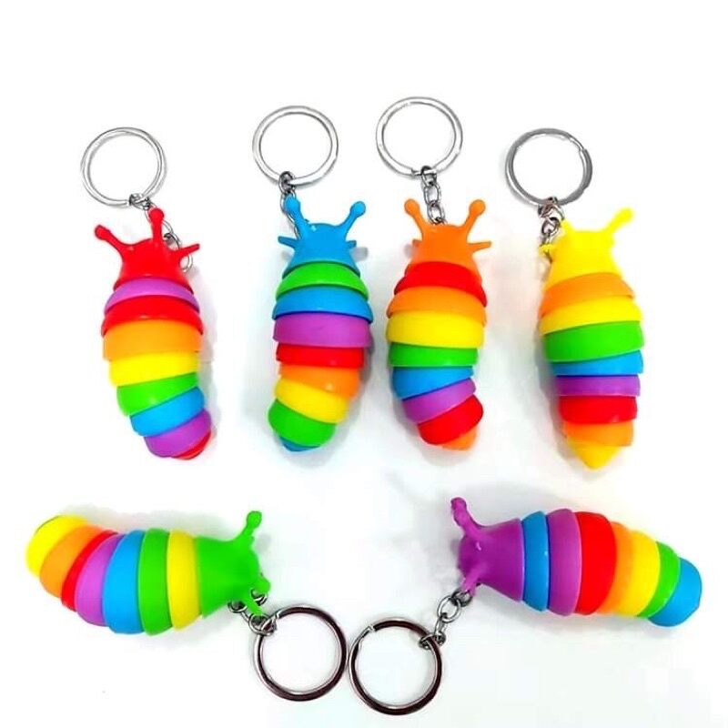 2 cái Móc khoá hình sâu 7 mầu cute