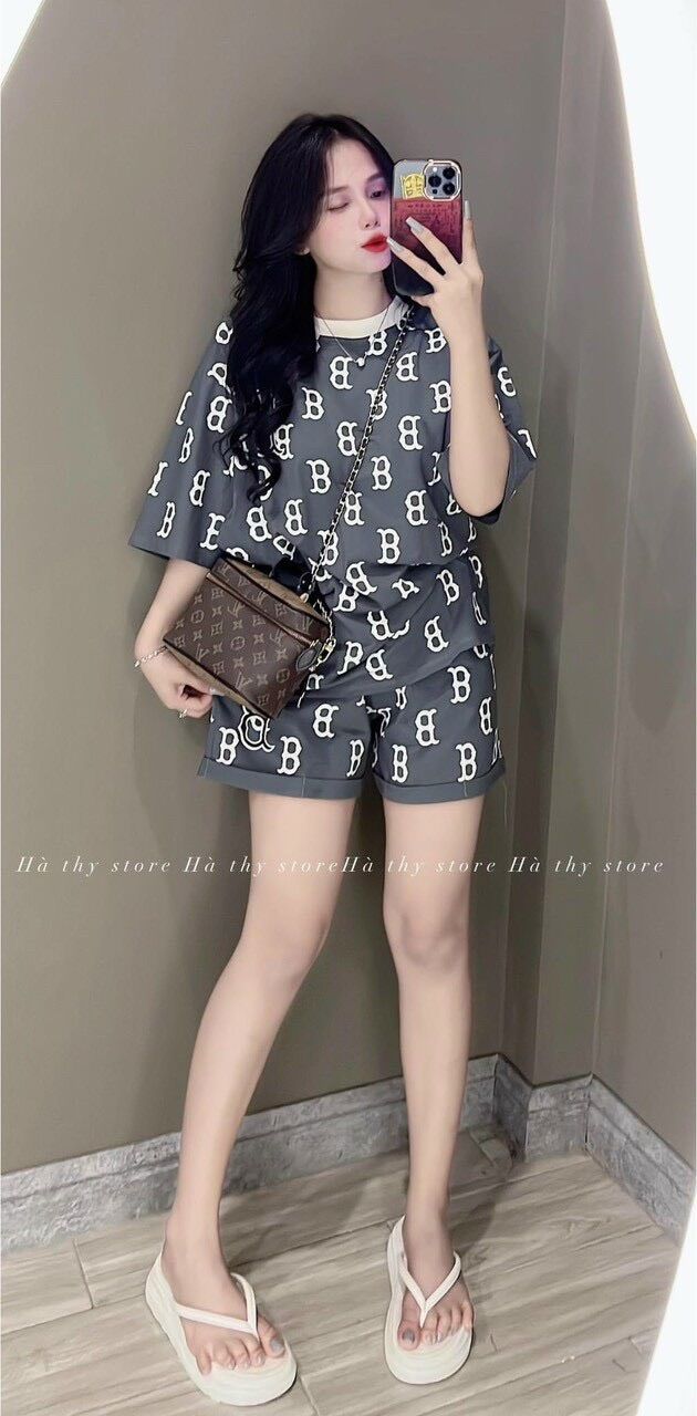 [Rẻ Vô Địch] Set bộ cotton su form rộng tay lỡ - B in Full