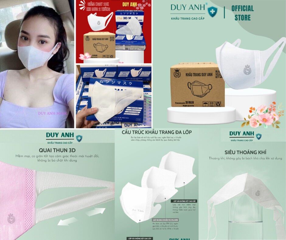 Lẻ 1 túi (gồm 10 cái) khẩu trang 3D Duy Anh