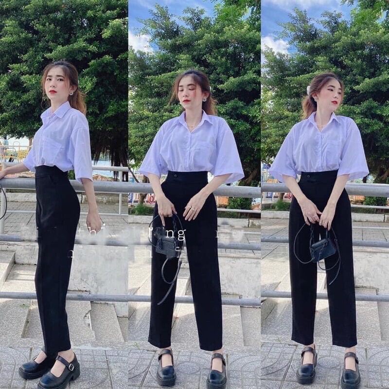 ÁO SƠ MI NỮ TAY LỠ CÓ TÚI FORM RỘNG PHONG CÁCH ULZZANG-ÁO SƠ MI QUỐC DÂN ĐI HỌC SIÊU XINH