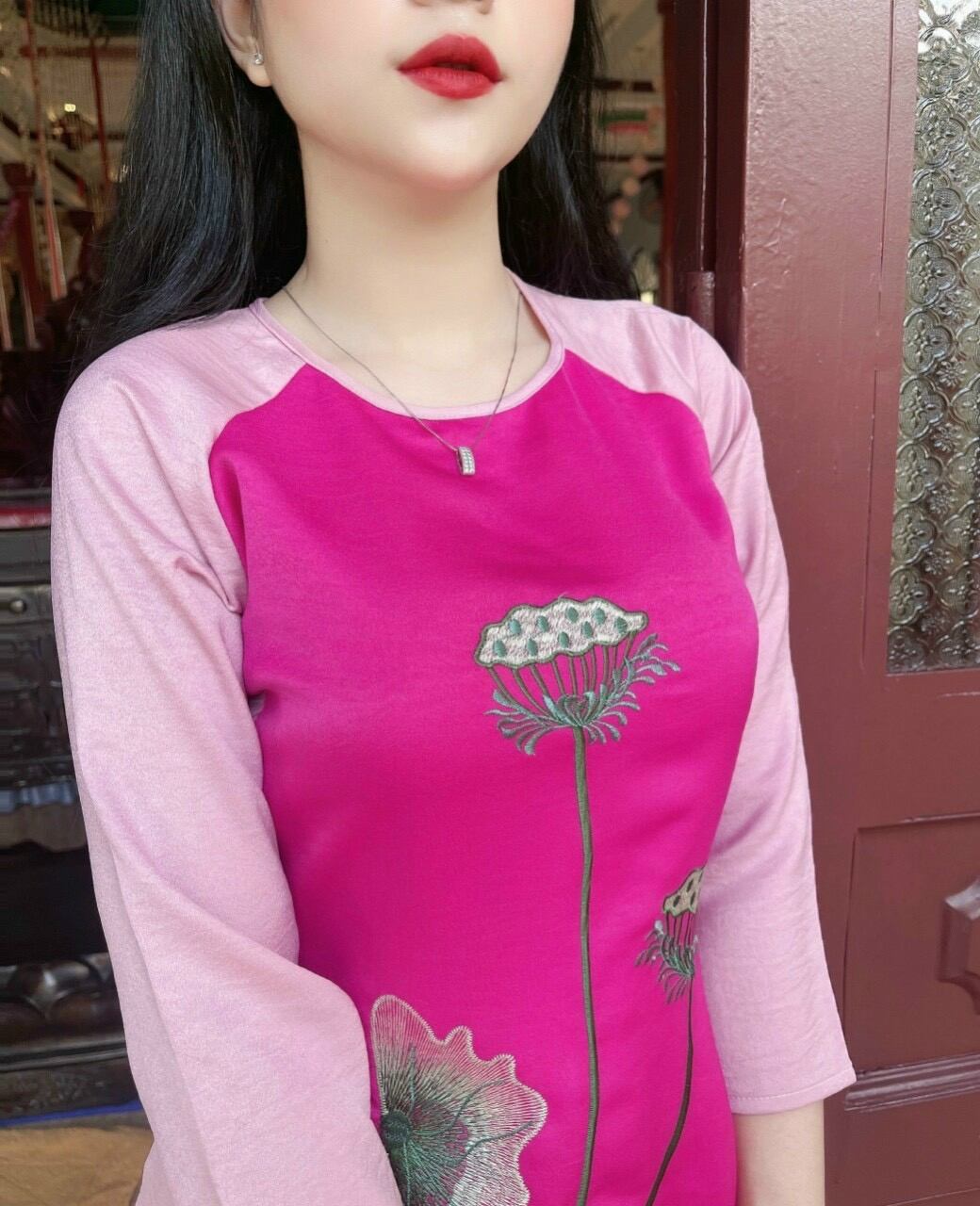 Đồ Lam Đi Chùa - Mẫu áo dài 4 Tà đũi