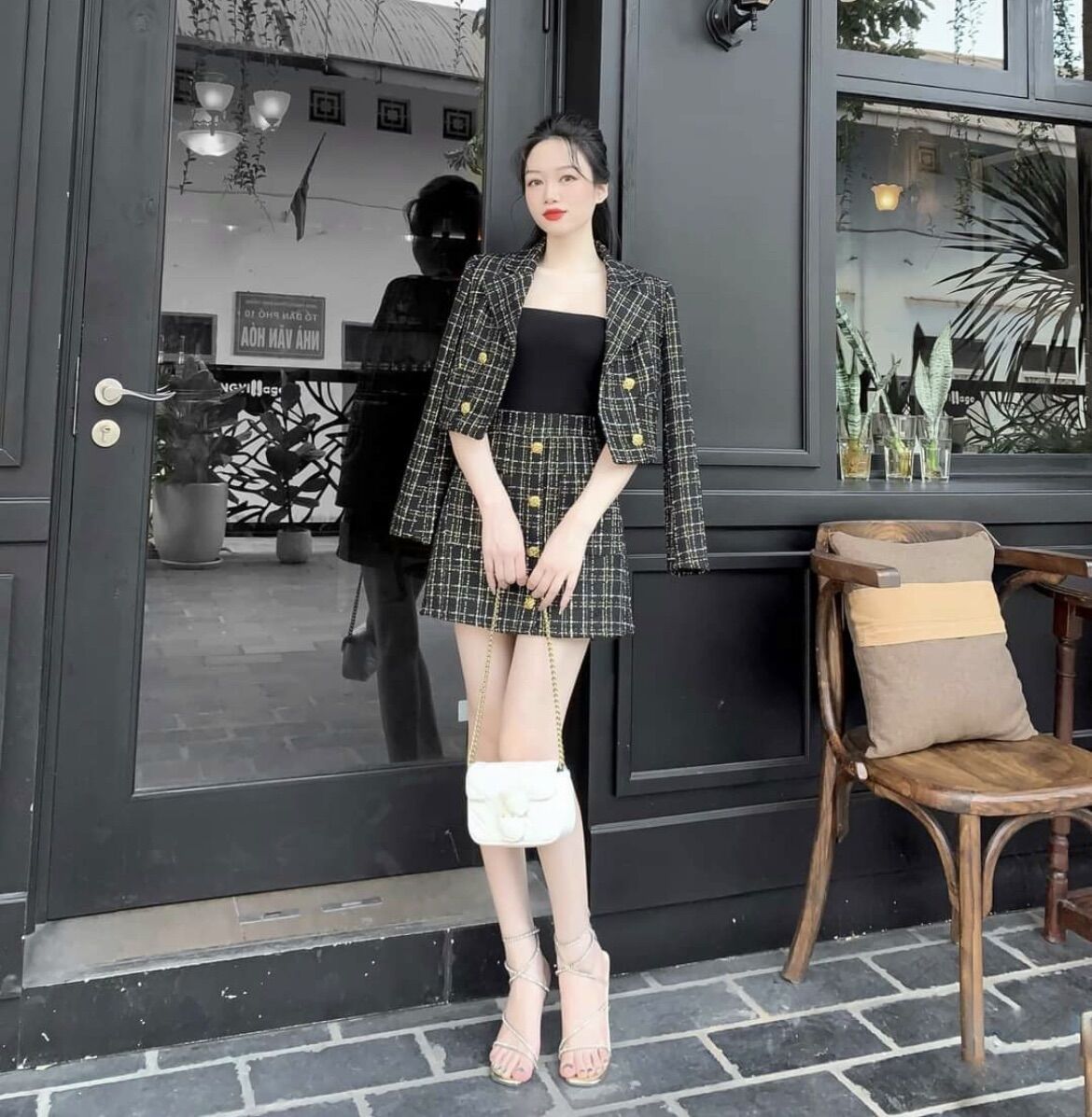 Set chân váy dạ 2 món có lót quần