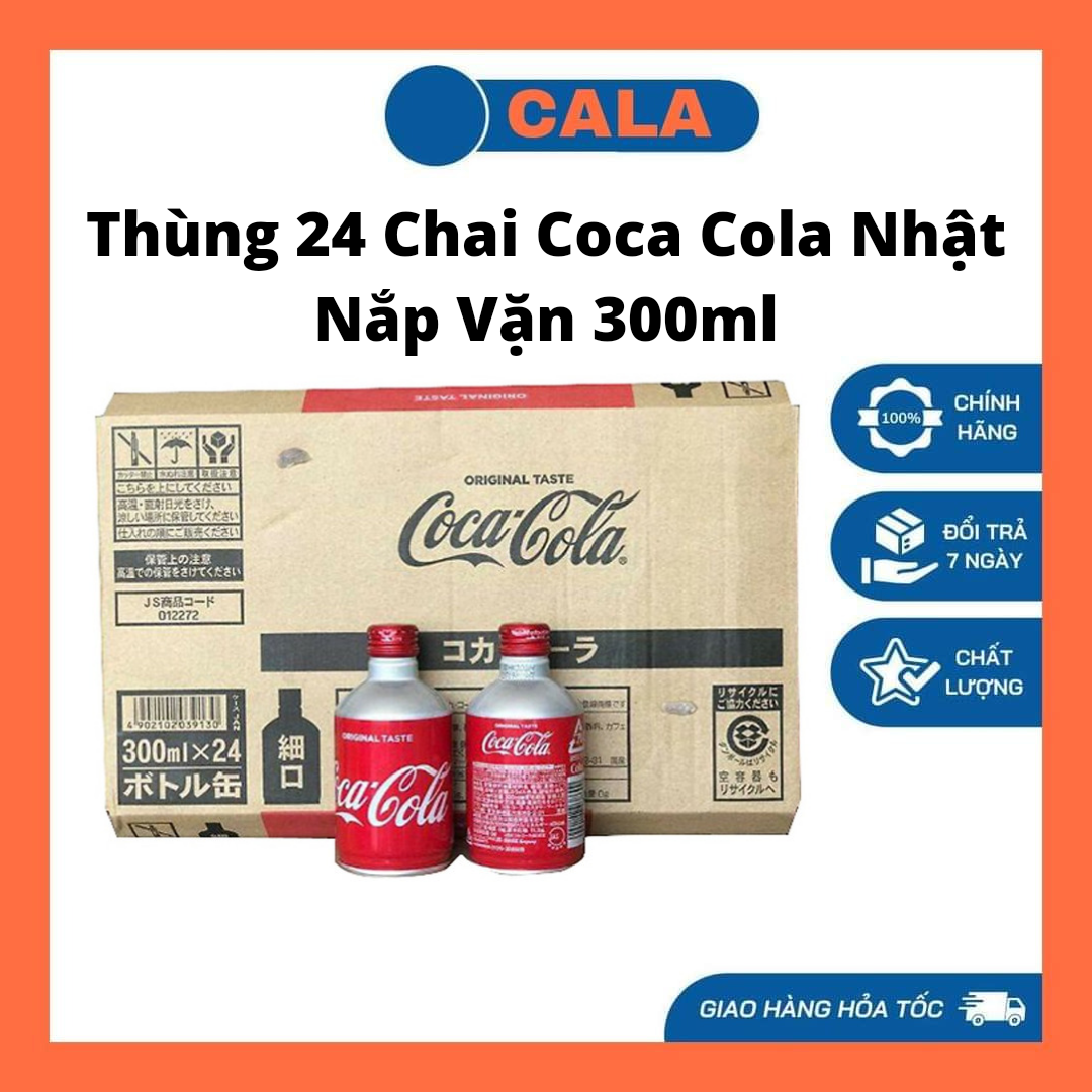 (Date 7/23) Thùng 24 Chai Nhôm Coca Nhật Nắp Vặn 300ml