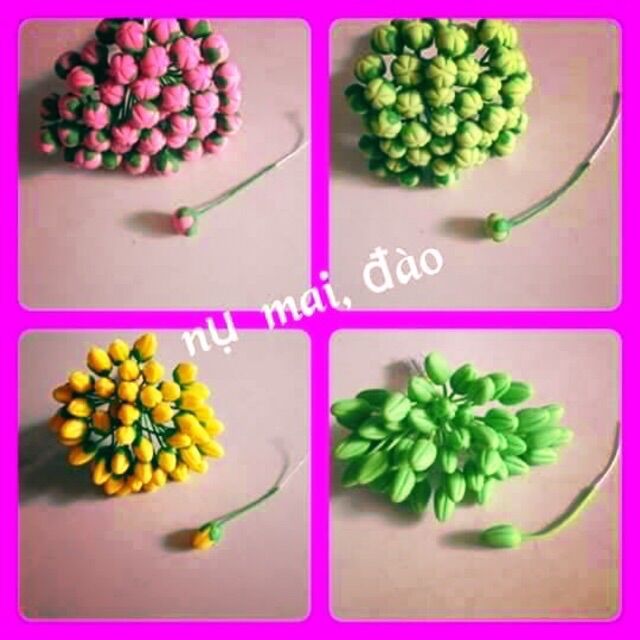 20 nụ mai đào đất sét (hoa giấy, hoa voan)