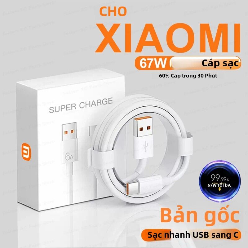  Xiaomi PD3.0 67W 6A Cáp Sạc Nhanh USB Type C Cho Mi 11 12T 13 Ultra Redmi Note 9 10 POCO X5 Pro Dây Sạc Siêu Tốc Độ 