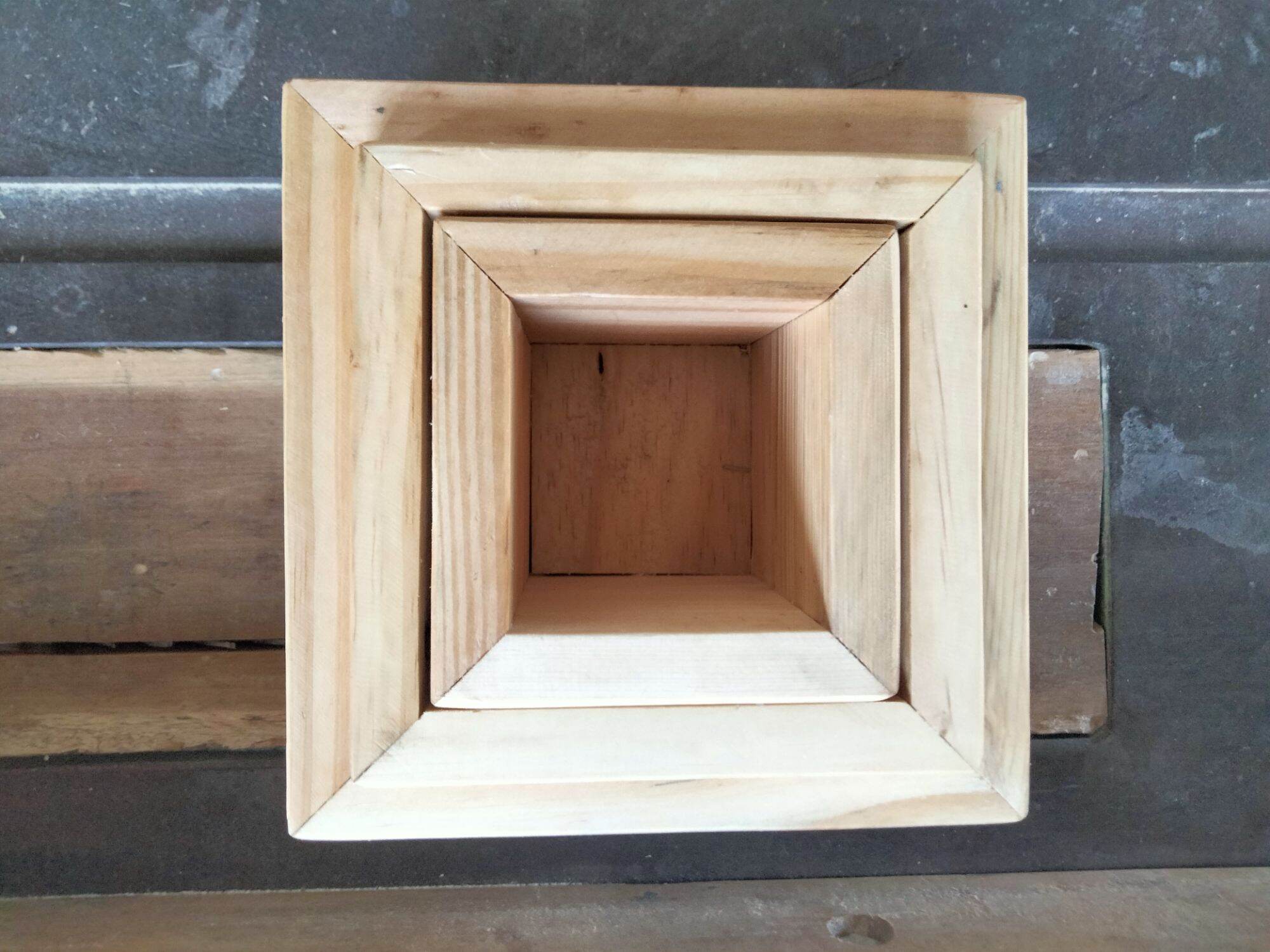 Bộ 3 chậu gỗ vuông cắm hoa trồng cây nhỏ 9,cm, 12cm,15cm