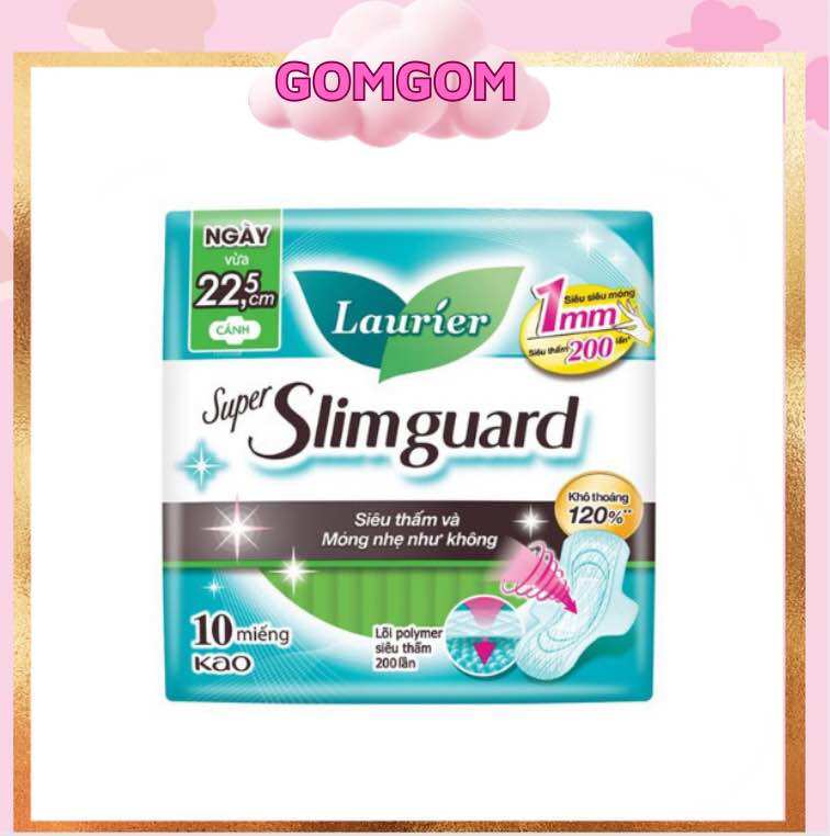 Băng vệ sinh Laurier siêu mỏng, siêu bảo vệ 1mm 22,5cm 10 miếng