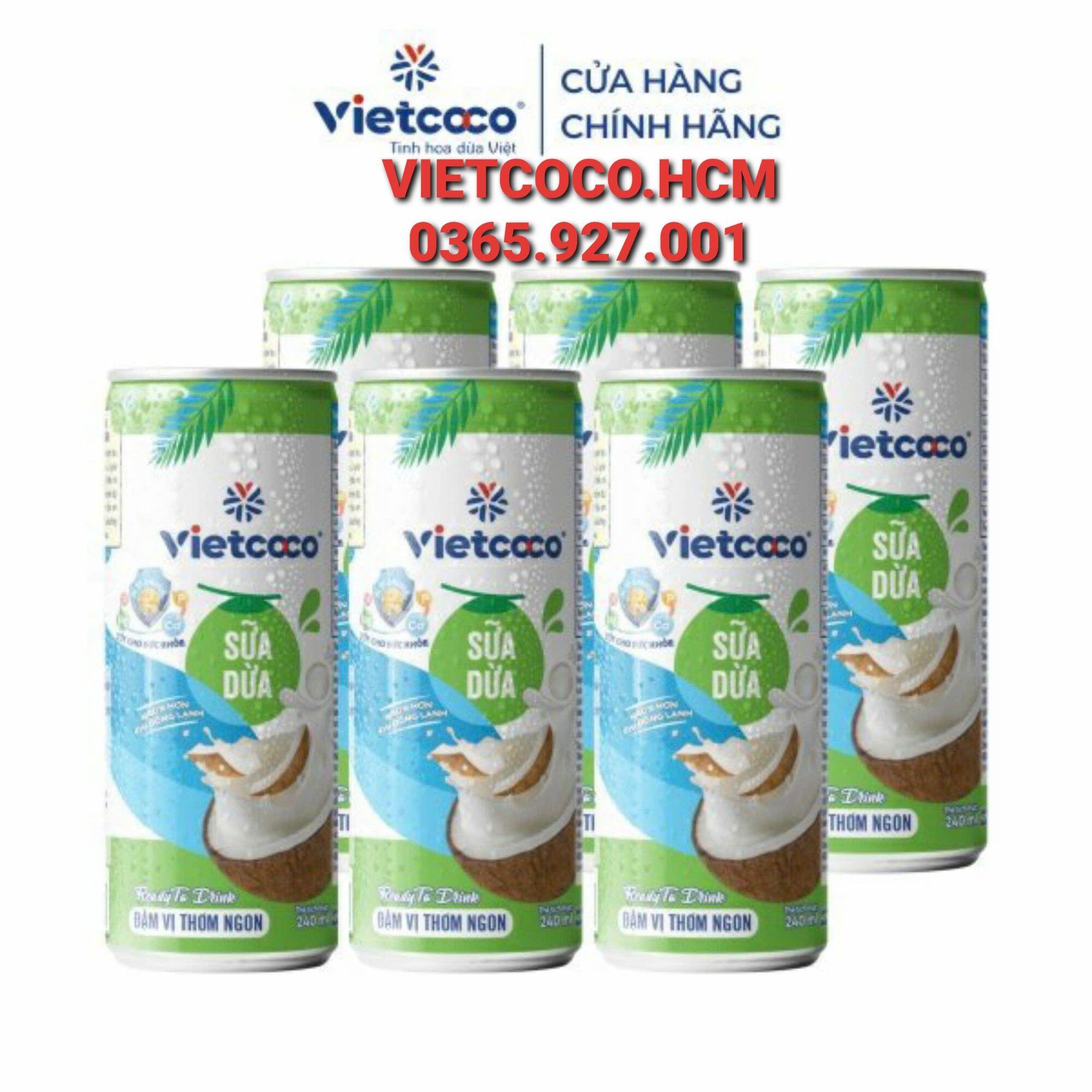 1 Lốc 6 lon sữa dừa Vietcoco, Date mới (240ml/lon)