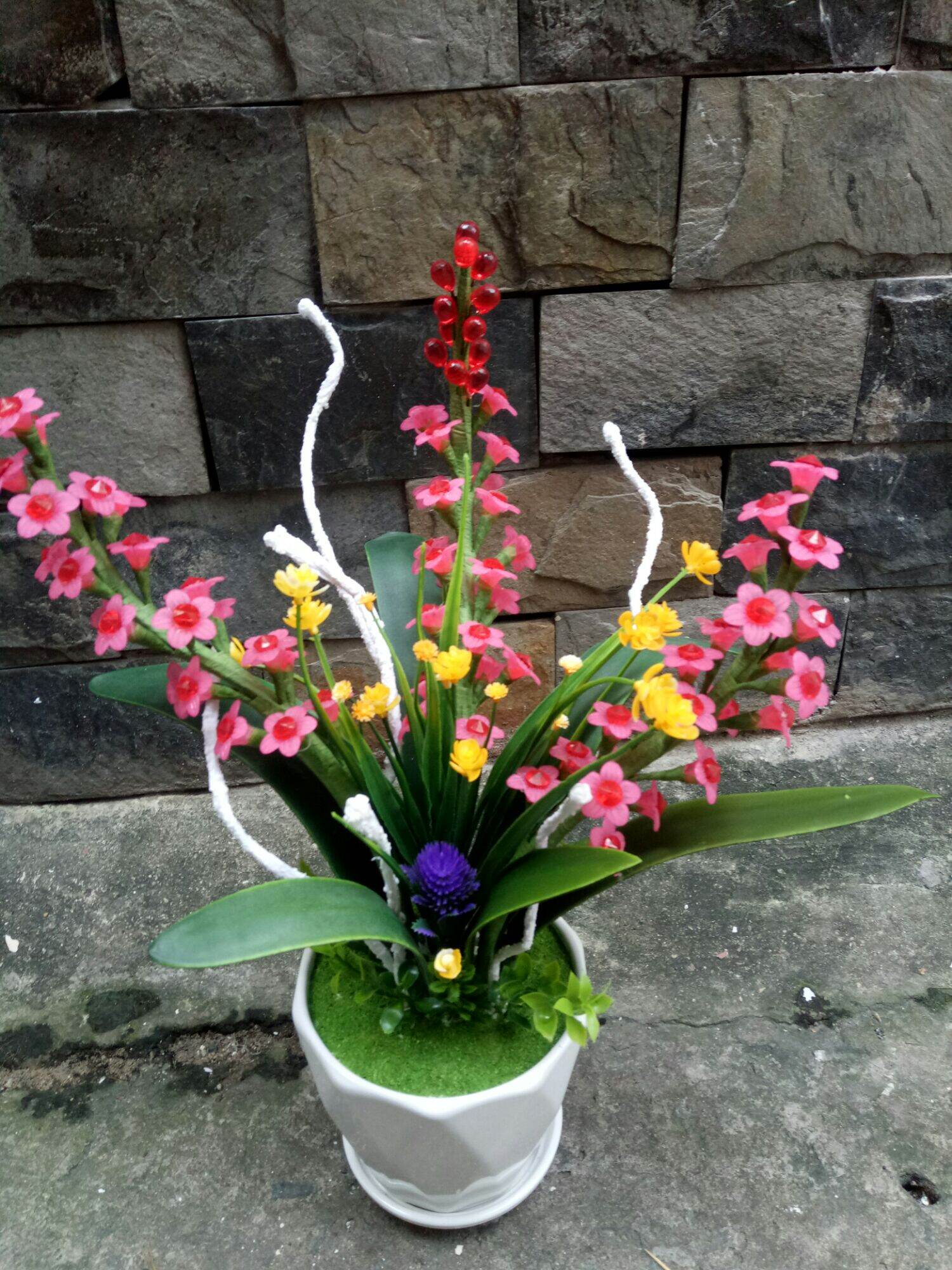 Chậu  lan thuỷ  tiên pha  lê (45x30x30)