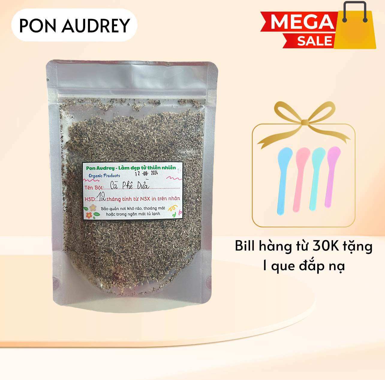 Bột cà phê dừa tẩy tế bào chết, cấp ẩm làm sạch và sáng mịn da