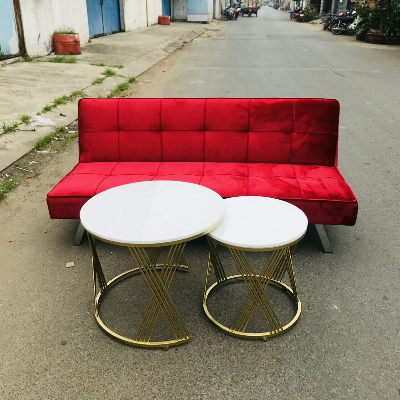 Bàn trà đôi mặt đá