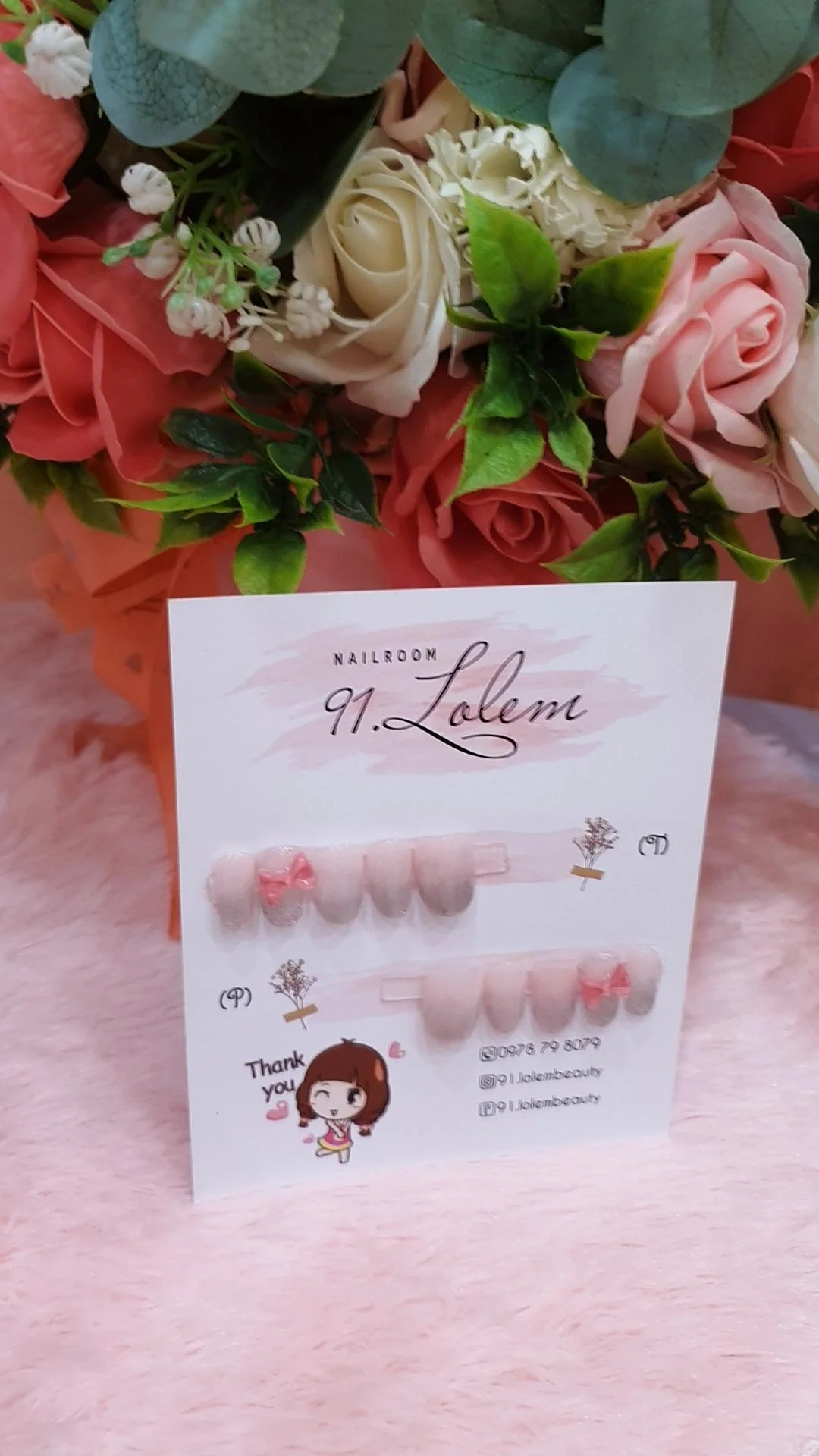 NAILBOX Ombre mắt mèo charm nơ tiểu thư cho nàng đo theo size tay