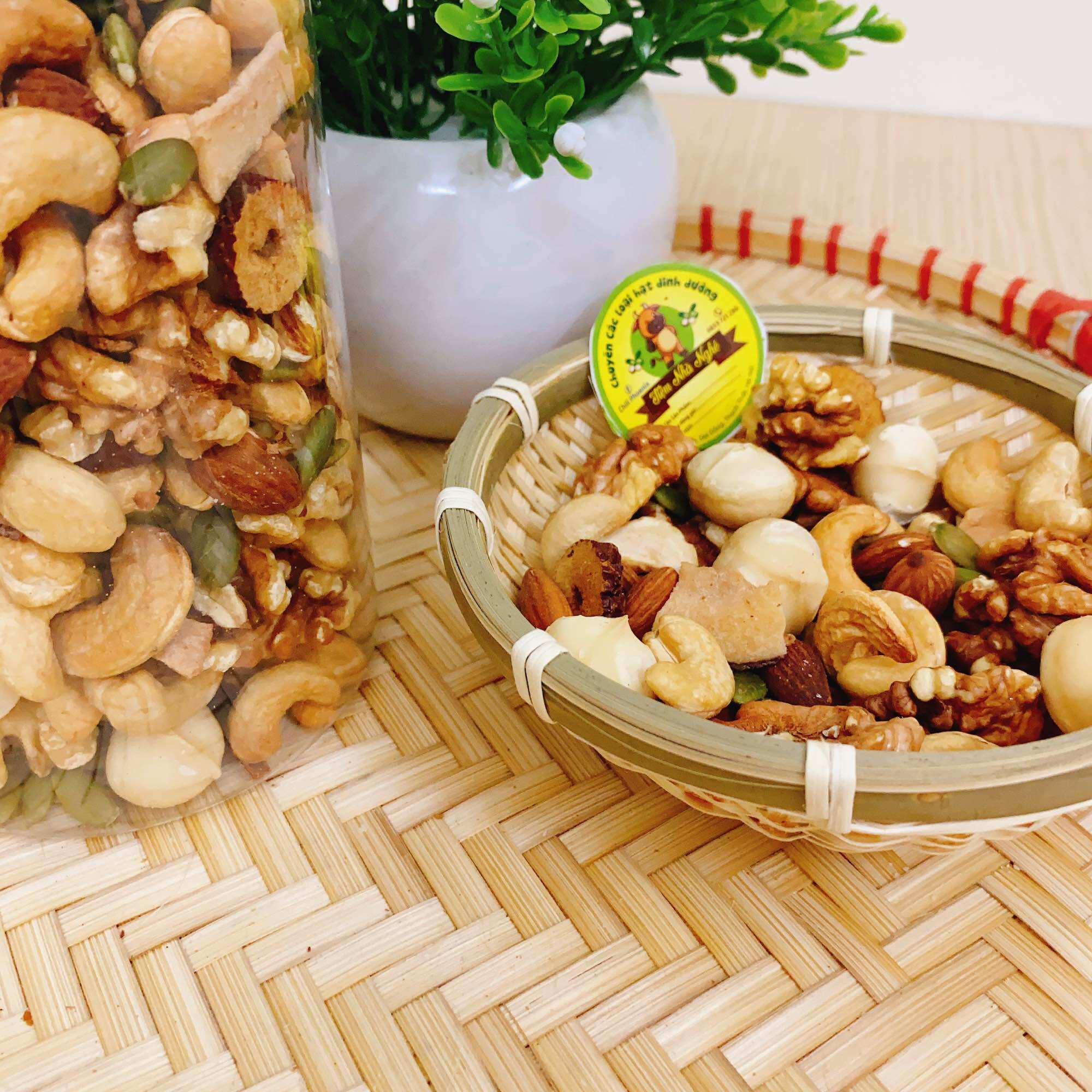 Hạt Mix ăn liền, Hạt mix dinh dưỡng, hạt ăn vặt, healthy macca, táo đỏ, điều, hạnh nhân, óc chó, hạt bí ăn liền healthy
