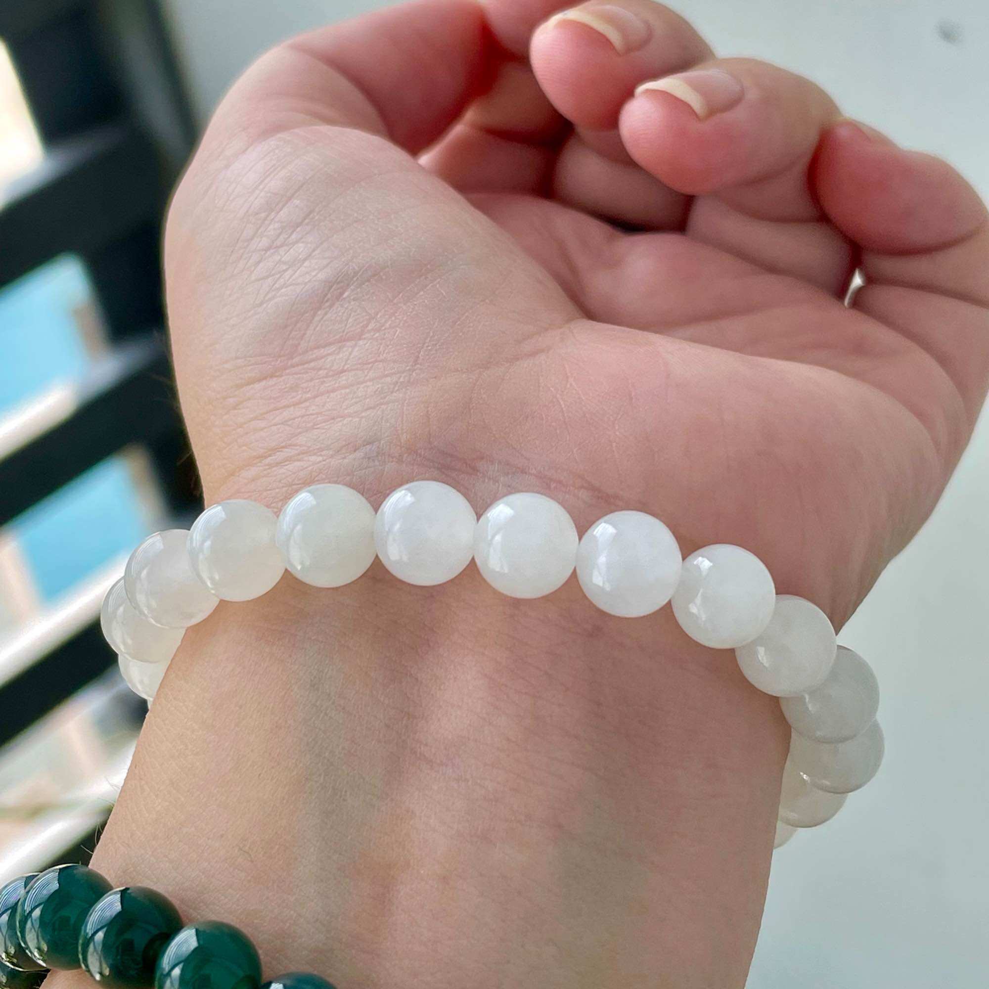 Vòng tay bạch Ngọc 8ly bóng đẹp