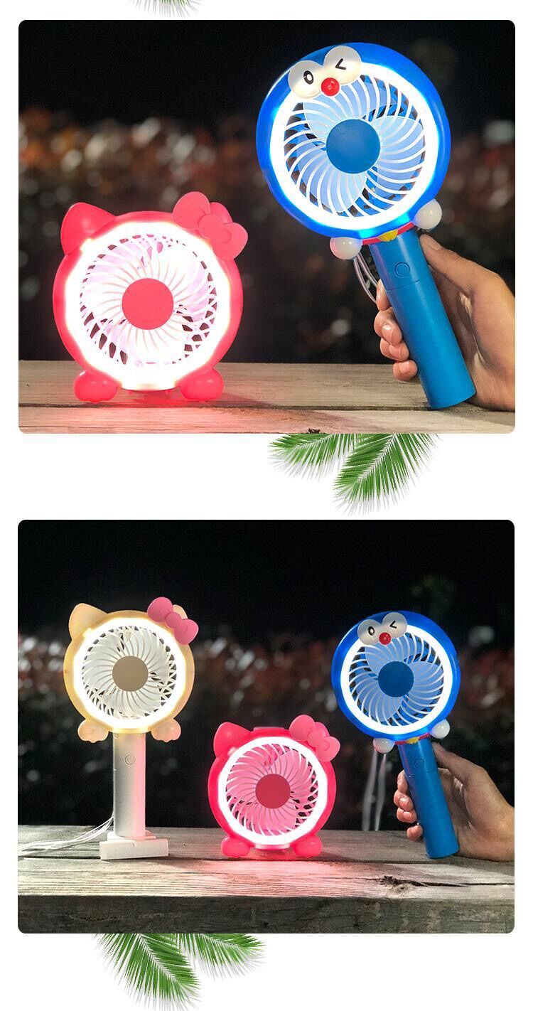 Quạt sạc tích điện mini Hello Kitty Doremon Doraemon