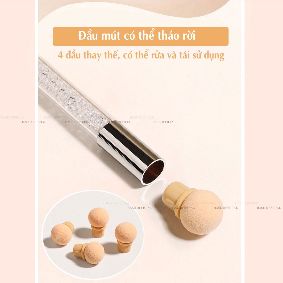 Bộ mút dặm ombre 2 đầu cán đá