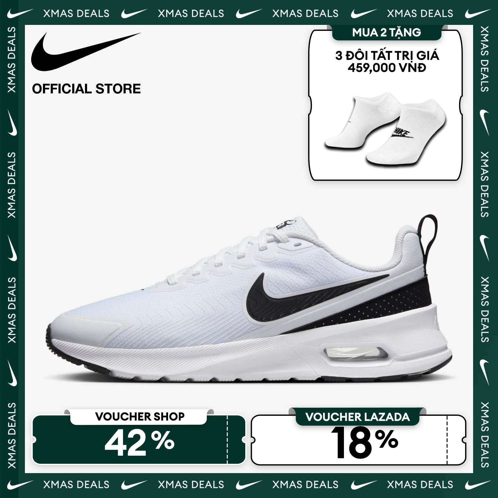   VOUCHER 42% + MUA 2 TẶNG VỚ  Giày Nike Men's Air Max Nuaxis Shoes - White 