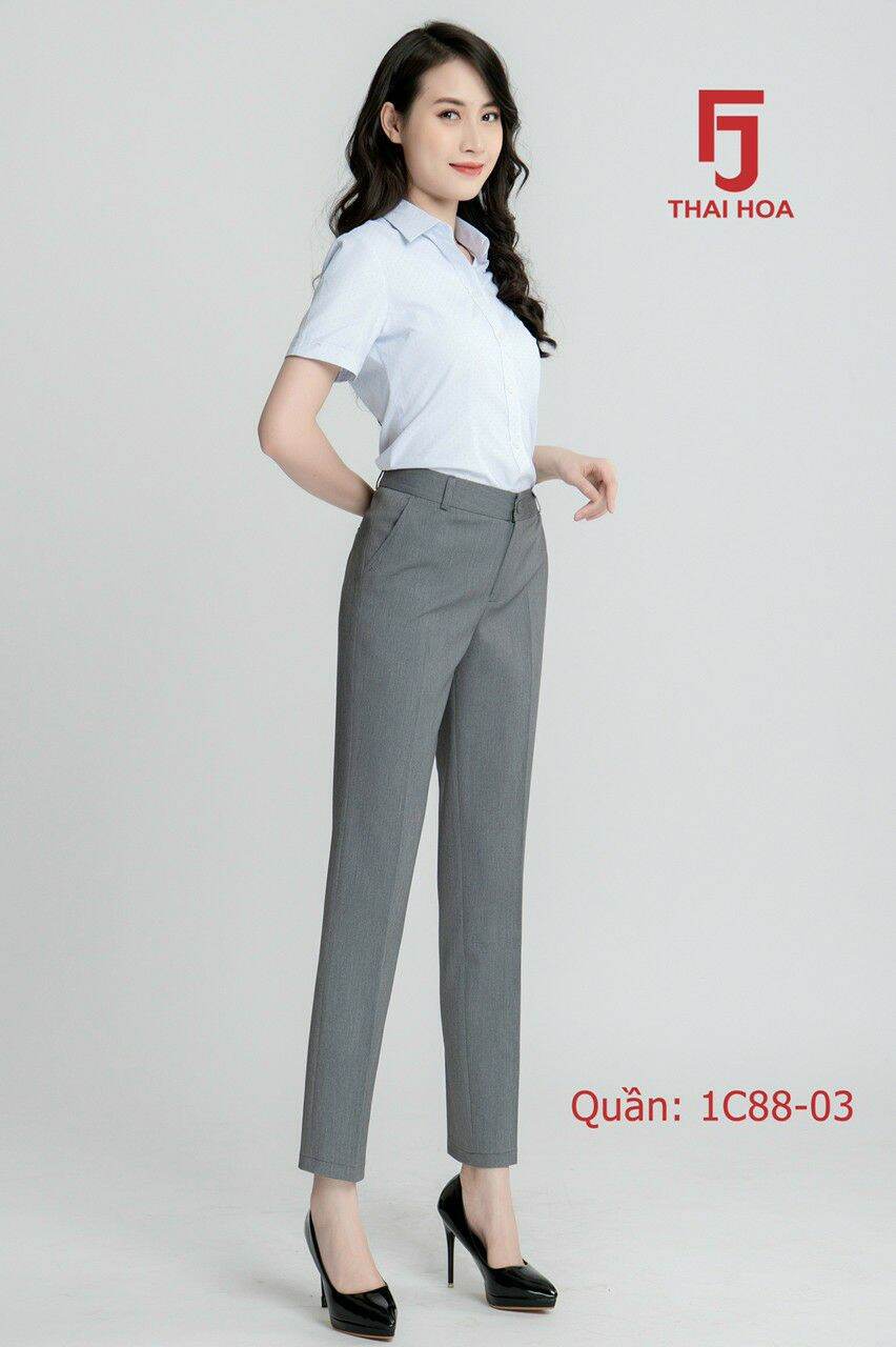 Quần tây Thái Hòa 1C màu xám cho nàng có vòng mông và đùi to