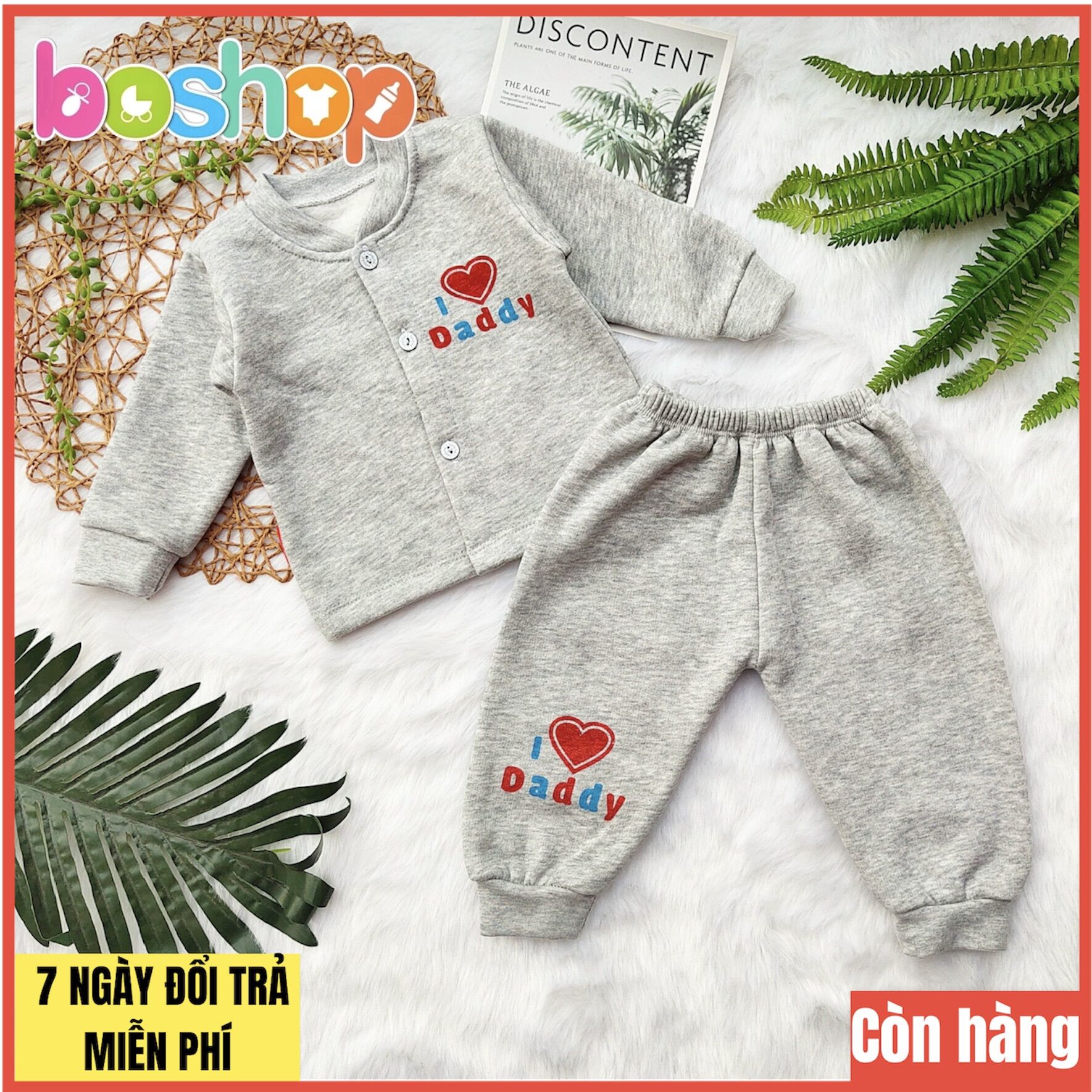 Bộ quần áo nỉ bông cho bé từ 3-10kg