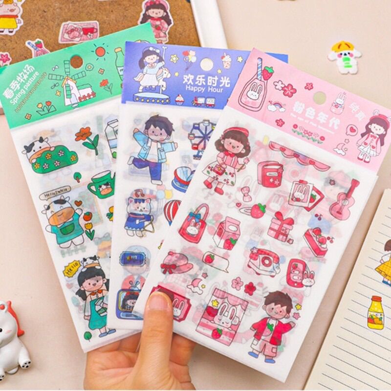 Set 4 Tấm Sticker Dễ Thương Dùng Trang Trí Sổ