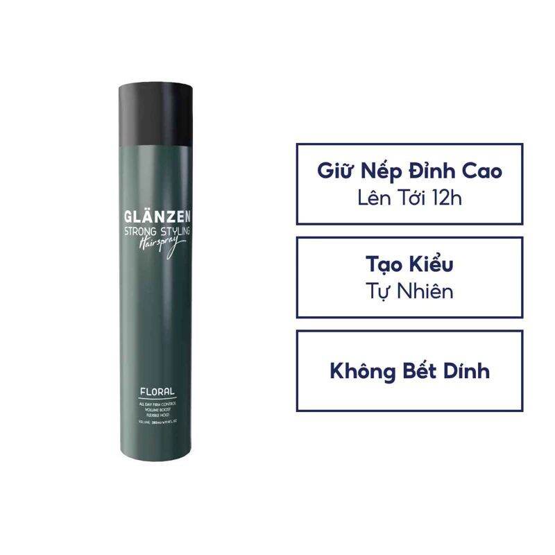 Gôm xịt giữ nếp tóc Glanzen 30Shine phân phối chính hãng giữ nếp tạo kiểu đỉnh cao 380ml