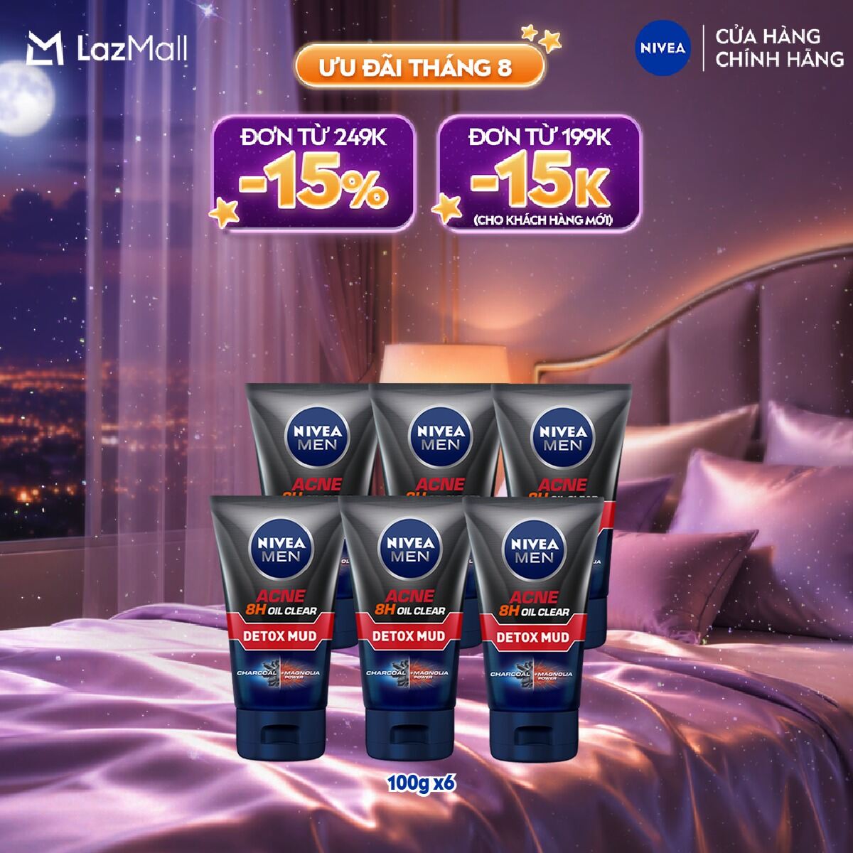 Bộ 6 Sữa Rửa Mặt Bùn Khoáng NIVEA MEN Kiểm Soát Nhờn & Ngừa Mụn (100g) - 83940