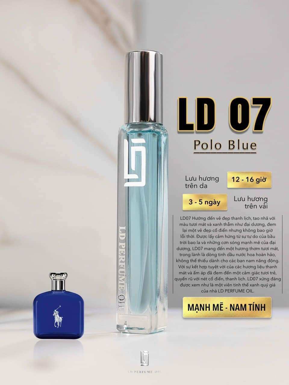 Tinh dầu nước hoa ld perfume oil - polo blue - mã 07