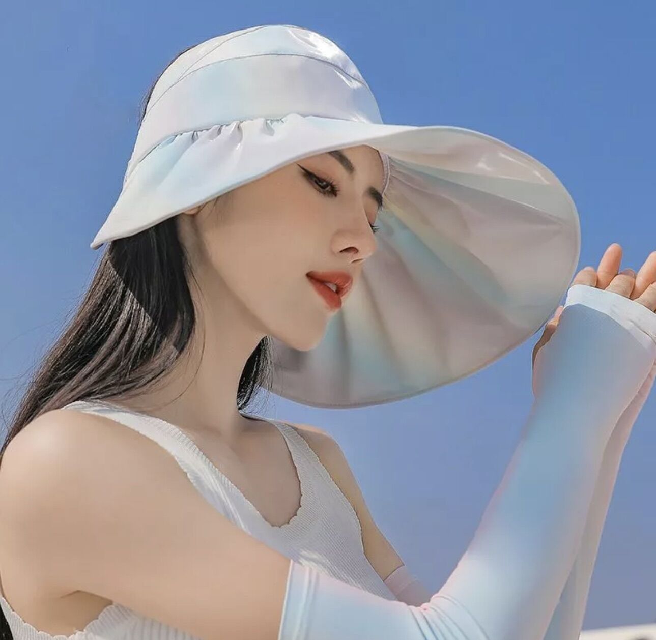 Nón vành rộng hở chóp màu cầu vồng chống nắng thời trang xuân hè đi biển