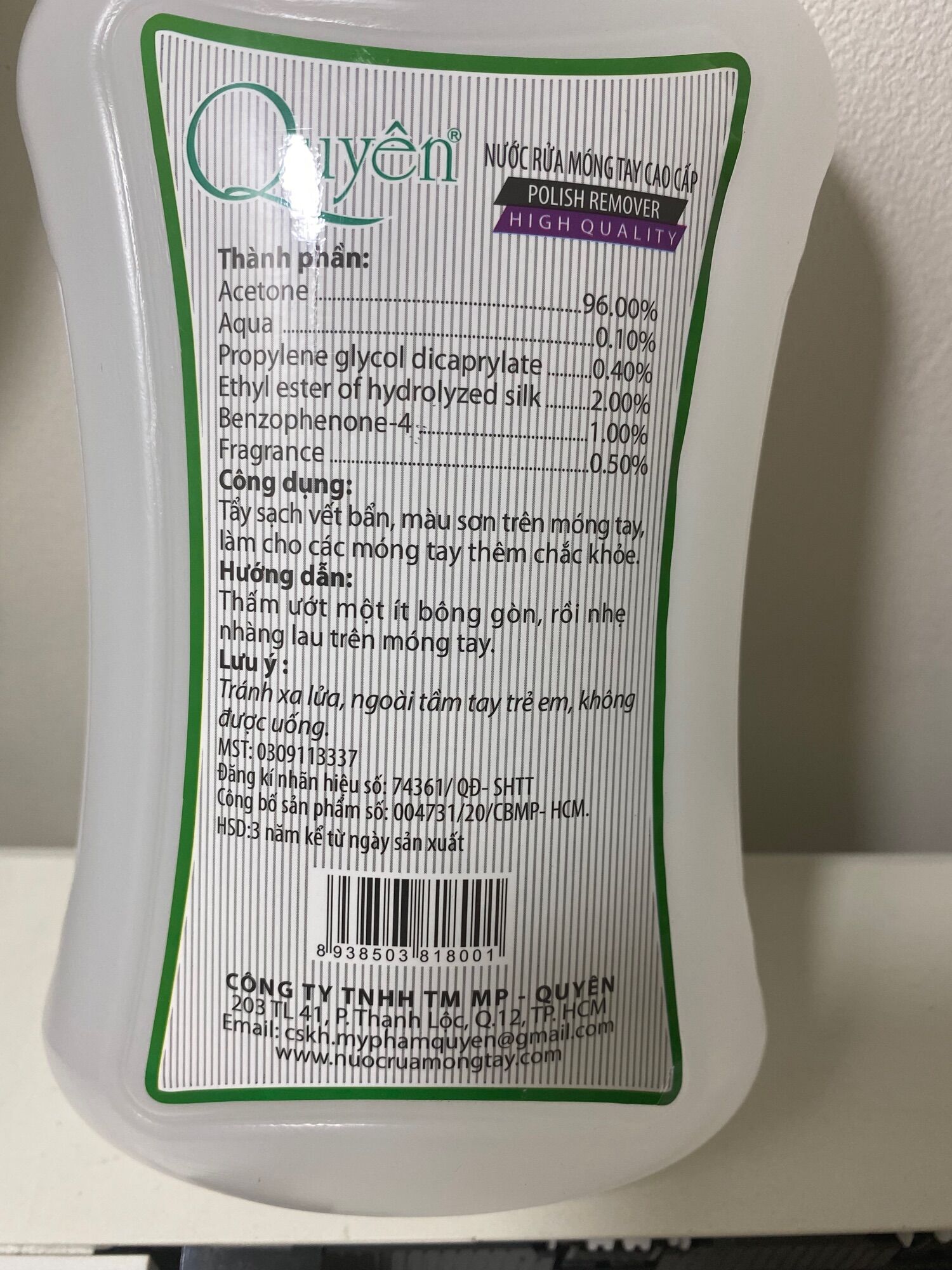 Nước rửa móng tay (acetone) cao cấp QUYÊN 1000ml
