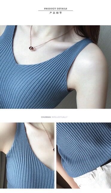 Áo sát nách nữ, áo 2 dây cổ tim nữ tính
