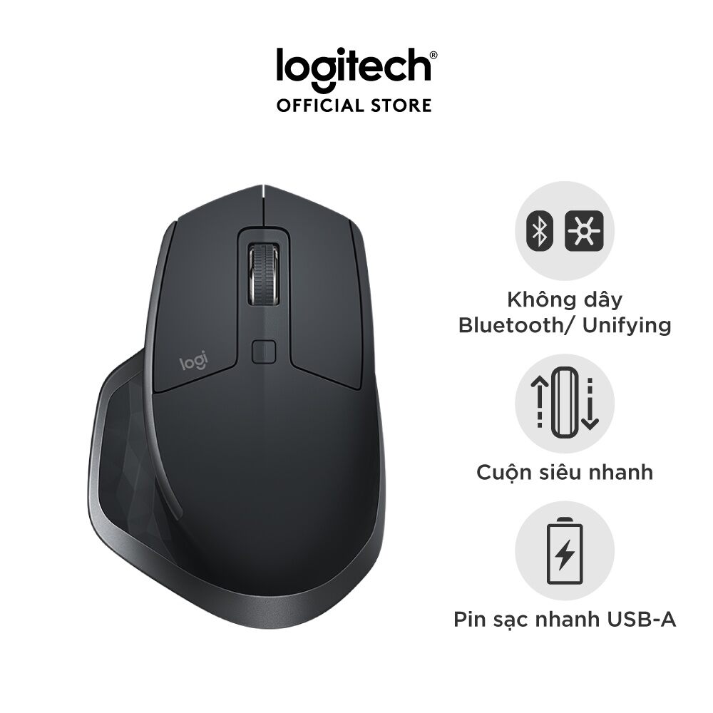 Chuột không dây Bluetooth Logitech MX Master 2s form to, pin sạc USBA, Mac/ Laptop