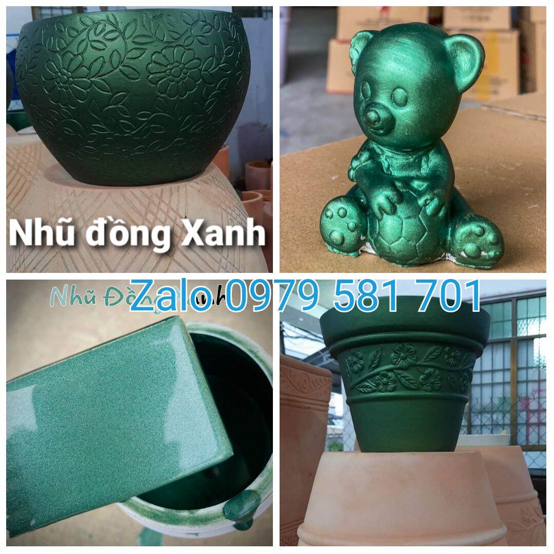 Sơn chậu kiểng màu nhũ đồng xanh long 850gr hệ sơn nước